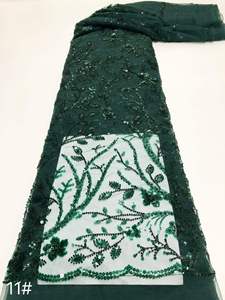 <span class=keywords><strong>Tissu</strong></span> en dentelle de tulle français brodé de perles et de sequins, motif végétal, <span class=keywords><strong>haute</strong></span> qualité, prix de gros abordable - Product Image 4
