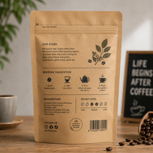 Sachets d'emballage de café imprimés en gros, personnalisés, en papier kraft avec fermeture éclair pour grains de café torréfiés - Product Image 2