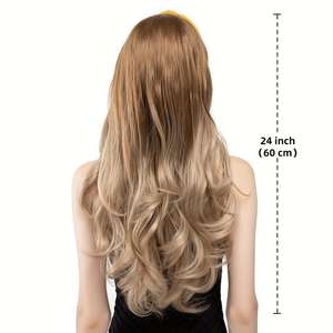 Perruques synthétiques à bandeau, longues, bouclées, ondulées, extensions de cheveux ombrées marron noir blond, demi-perruque pour femmes, usage quotidien <span class=keywords><strong>et</strong></span> cosplay - Product Image 5