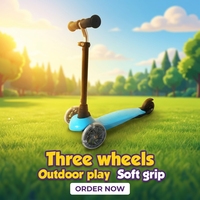 Trottinette pliable à trois roues certifiée CE pour enfants, avec roues en PU, plateau en PP, hauteur réglable, utilisation en extérieur et lumière incluse