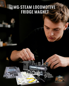 Aimant de réfrigérateur locomotive à vapeur <span class=keywords><strong>Piececool</strong></span> MG, puzzle en métal 3D, kit de modèle en acier inoxydable à monter soi-même, cadeau de collection pour adultes et adolescents - Product Image 5