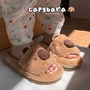 XIXITIAO 2024 ucuz kış rahat erkekler Capybara yatak odası bayanlar terlik 8 kawaii ev kabarık ev sahte bulanık terlik kadınlar için - Product Image 4