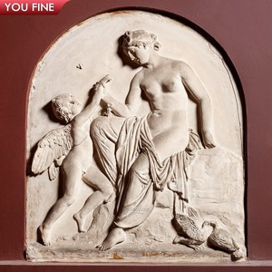 Statua di scultura in rilievo cupido e psichico in marmo da parete intagliato a mano - Product Image 4