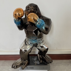 Estatua <span class=keywords><strong>de</strong></span> Gorila <span class=keywords><strong>de</strong></span> Boxeo Lista para Enviar, Decoración para el Hogar, Adornos y Artículos <span class=keywords><strong>de</strong></span> Decoración, Escultura <span class=keywords><strong>de</strong></span> Resina con Efecto Espejo - Product Image 4