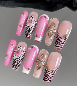 Venta al por mayor personalizado hecho a mano bailarina prensa francesa Stiletto diseño acrílico uñas artificiales arte para mujeres gran oferta OEM - Product Image 1