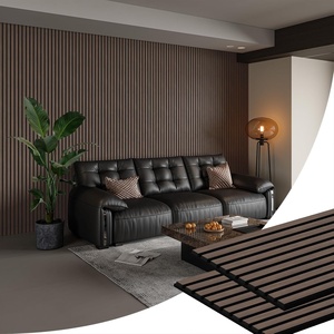 FEYT Black Walnut Veneer MDF Akupanel Wood Slat Acoustic Panel Wooden Sound-absorbing Panels <strong>for</strong> Living Room <strong>TV</strong> Background <strong>Wall</strong> - Product Image 6
