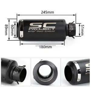 51mm Universal Sport Racing Reform motocicleta escape silenciador de titanio inoxidable tubo silenciador motocicleta