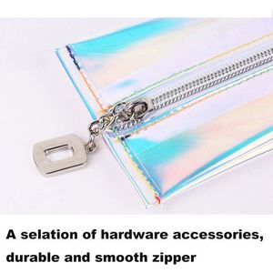 Wholesale Travel Zipper Waterproof TPU Makeup Brush Cosmetic <b>Case</b> Holographic <b>Make</b> <b>up</b> Bags for Women - Product Image 5
