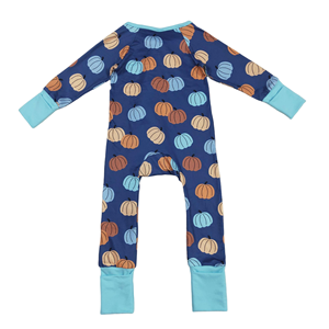 เสื้อถักแขนยาวมีซิปสำหรับทั้งชายและหญิงลายฟักทองสีฟ้าฤดูใบไม้ผลิ - Product Image 4