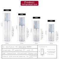 Petits vaporisateurs transparents en plastique Pet, 5 pièces, petits vaporisateurs de parfum, 45Ml, 60Ml, 80Ml, 100Ml, 5Ml, vente en gros