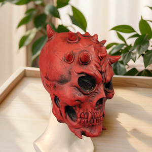 Máscara de Látex de Calavera Roja de Guerrero, Demonio de la Muerte, para Casa Embrujada, Terror, Halloween, Cosplay - Product Image 3