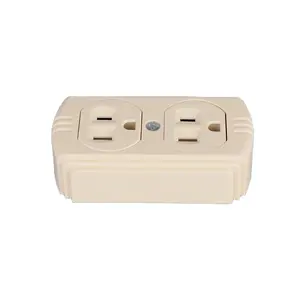 15A 120V Ivory Duplex Socket South American Standard Wall Outlet With Six-Hole Flat Style ABS Plastic Matching Plugs Sockets