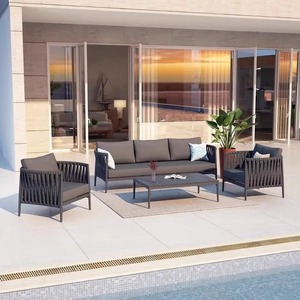 Ensemble <span class=keywords><strong>de</strong></span> canapé et <span class=keywords><strong>de</strong></span> chaises <span class=keywords><strong>de</strong></span> <span class=keywords><strong>jardin</strong></span> en aluminium durable et confortable <span class=keywords><strong>de</strong></span> style nordique pour <span class=keywords><strong>jardin</strong></span>, terrasse, balcon - Product Image 2