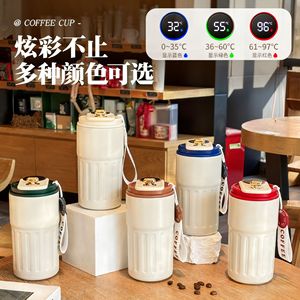 Taza de café octogonal de 450 ml con pantalla inteligente de temperatura y correa para uso diario - Product Image 6