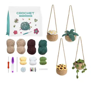 Easy To Do Beginners Crochet Flowers Kitting Flower Crochet Kit Potted Green Pineapple Plant DIY Handmade Crochet Kit