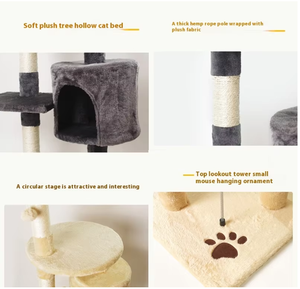 Benutzer definierte interaktive Katzen spielzeug Sisal Seil Plüsch Haustier Holz <span class=keywords><strong>Scratcher</strong></span> Moderne Luxus Classic Indoor Kratz baum für Indoor Katzen - Product Image 6