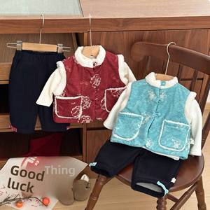 <span class=keywords><strong>Chaleco</strong></span> de Algodón para Bebé de Año Nuevo 2025, Invierno, Estilo Chino Informal, Ropa Exterior Acolchada de Algodón para Niños, Cálida, Transpirable y Moderna - Product Image 1