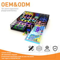 Parque Infantil Interior Rectangular Grande de Estilo Morado con Juegos Blandos para Niños y Parque de Trampolines Interior con Divertidos Desafíos