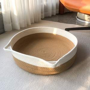 Popüler Handwoven hasır Rattan pamuk halat <span class=keywords><strong>Pet</strong></span> yatak sepetleri en iyi fiyat köpekler ve kediler için <span class=keywords><strong>Pet</strong></span> oyuncaklar saklama kutuları giyim kullanımı - Product Image 5
