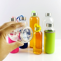 Bouteille en verre personnalisée promotionnelle avec logo, tasse à café en verre portable, couvercle en acier inoxydable et aluminium, bouteilles d'eau transparentes