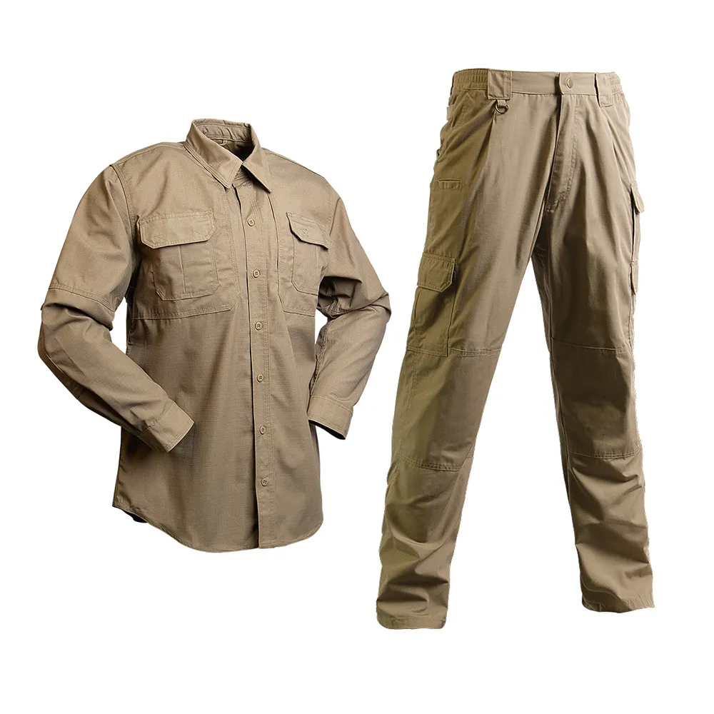 Men's Outdoor Long Sleeve Combat Shirts Khaki Camouflage Tactical Uniforms