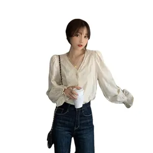 Gentle Style Top Women's Spring and Autumn Outwear 2023 New French Design Versatile Long Sleeve Shirt