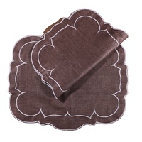 N101 Tissu imperméable en lin et rayonne aux couleurs personnalisables 15 "x 19" Décoration de table Napperons brodés