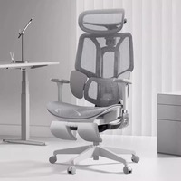 Chaise de bureau ergonomique avec accoudoirs réglables dans 6 directions, soutien lombaire, repose-pieds, appui-tête réglable, dossier haut, fonction d'inclinaison