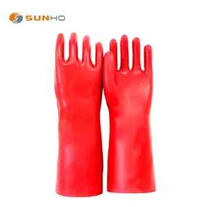 Sunnyhope gants de travail de sécurité construction caoutchouc rouge main PVC gants de travail de sécurité enduits