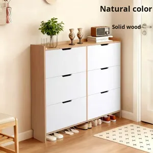 Armoire à chaussures murale ultra-fine en bois massif, écologique, grande capacité, gain de place, pour entrée, <span class=keywords><strong>avec</strong></span> <span class=keywords><strong>3</strong></span> étagères - Product Image 3