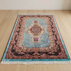 Premium Artisan Hand Knotted Silk Carpet Modern Designer Washable <b>Non</b> <b>Slip</b> Custom Pattern Area <b>Rug</b> 2-3mm Thick Foldable Backing - Product Image 1