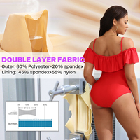 Maillot de bain sculptant ajustable à volants couleur unie, séchage rapide, pour femme
