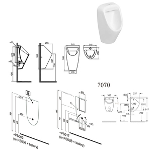 Baño Masculino en el Hotel con Urinarios de Pared y Urinarios Colgantes de Cerámica Blanca Simple para el Hogar, Baño Público - Product Image 4