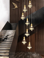 Lámpara colgante de techo de araña de cristal en forma de diamante moderna personalizable para escalera, dormitorio, mesa de comedor