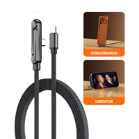 Cable de Teléfono Tipo C de 240w, Cable de Datos de 1.5m con Soporte Plegable para Teléfono, Cables Portátiles con Carga Rápida PD3.0 para Teléfono y Tableta