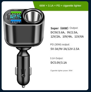 Presa accendisigari per auto 4 3 porte tipo C caricabatteria per auto QC3.0 PD3.0 adattatore <span class=keywords><strong>USB</strong></span> veicolo a bordo con Display a LED ricarica rapida - Product Image 6