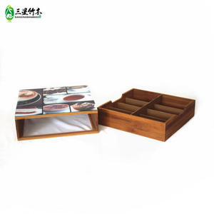 Caja de almacenamiento creativa de bambú con compartimentos para frutos secos, bolsitas de té multifuncionales y almacenamiento de aperitivos, venta al por mayor. - Product Image 2