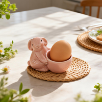 Keramik-Hasen-Eierbecher, Oster-Hasen-Eierhalter, Handgefertigter Keramik-Eierständer für Frühstückstisch-Deko & Oster-Party-Geschenk