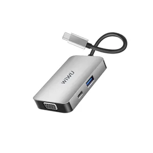 WiWU พอร์ตอะลูมิเนียม HD เล่นแบบปลั๊กร้อน,อัลฟา513HVP พอร์ตเสียง3.5 USB 3 0 VGA การกระจายหัวใจที่ดี