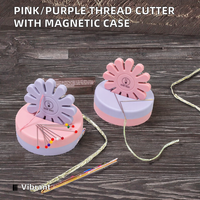 Coupe-fil magnétique en plastique rose/violet pour couturière, avec étui en acier pour l'aiguille, accessoire de couture et de tricot