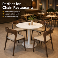 Modernes Café-Esszimmer-Set, Runder Tisch aus Sinterstein mit Holzstühlen für Café-Bistro Komfort-Sitzmöbel-Set
