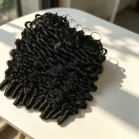Extensions de cheveux humains au crochet en plumes Alibaba, vente chaude, usine, pas cher, brésilien, 25g, bouclé birman, fournisseur de cheveux à tresser style bohème