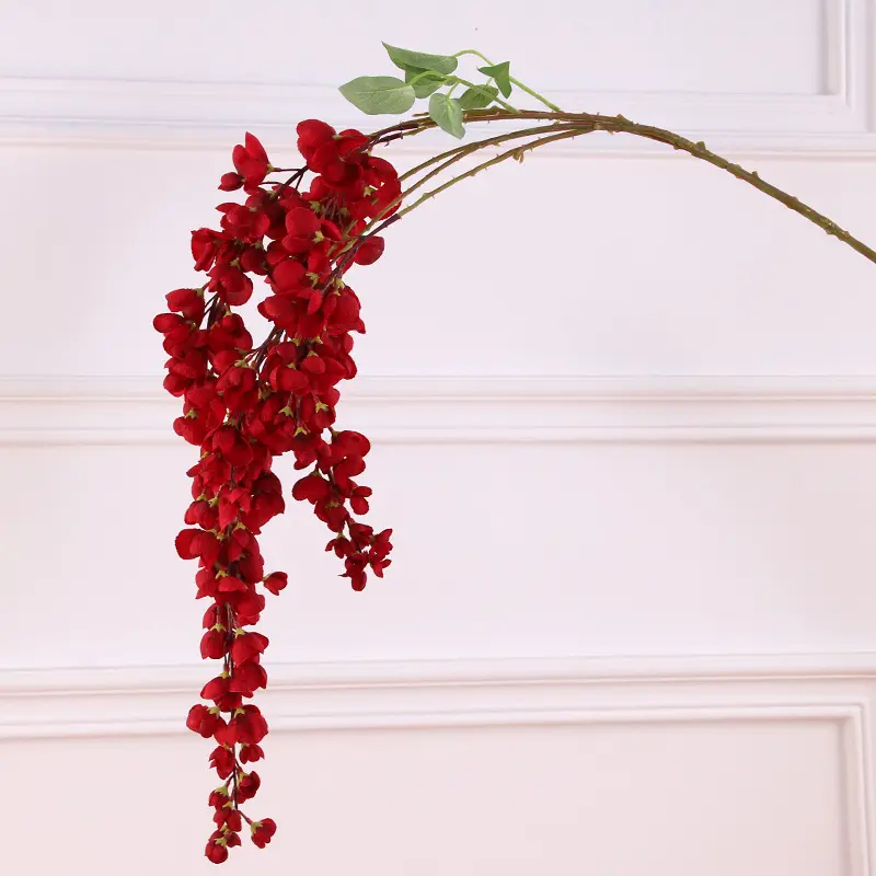 थोक बिक्री सस्ते कृत्रिम wisteria फूल बेलें रेशम सजावटी फूलों और पौधों शादी की सजावट कृत्रिम फूल