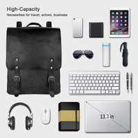 Mochila Premium Vintage de Cuero Impermeable Antirrobo para Portátil con Puerto USB, Gran Capacidad, Unisex, para Viajes, Escuela, Trabajo y Fines de Semana