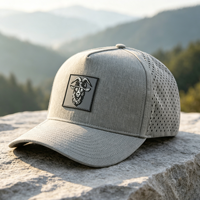 Gorra de Béisbol HS41 Unisex de 5 Paneles, Impermeable, con Perforaciones Láser, Parche Cuadrado de PVC Personalizado, de Secado Rápido para Exteriores