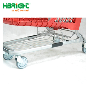 Carrito de compras de supermercado flexible rojo de alta capacidad, plataforma impermeable con estructura de malla - Product Image 4