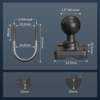Le VIN monte le double boulon en U avec l'adaptateur de boule de taille C de 1.5 ''pour le montage du support de tablette pour le camion/rail/agriculture + plus de VIN-C-006