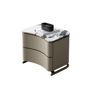 Table de chevet de meubles sur mesure cadre de nuit en pierre de marbre naturel lit de chambre adapté - Product Image 2