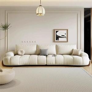 Italian Retro Cream Irregular Fabric <b>Sofa</b> Modern Minimalist French Straight <b>Sofa</b> For <b>Small</b> Living Room - Product Image 3