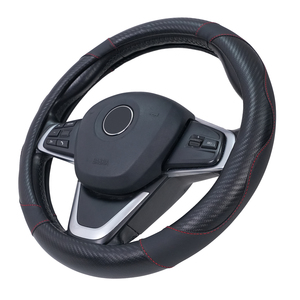 Housse <span class=keywords><strong>de</strong></span> <span class=keywords><strong>volant</strong></span> <span class=keywords><strong>de</strong></span> voiture en fibre <span class=keywords><strong>de</strong></span> carbone noire antidérapante <span class=keywords><strong>haut</strong></span> <span class=keywords><strong>de</strong></span> <span class=keywords><strong>gamme</strong></span>, 4 branches, universelle, 37-38 cm - Product Image 6